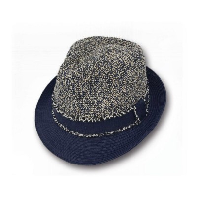 Sun Styles Melina 's Organic RaffiaCotton Fabric Trilby Fedora Hat Navy  eb-46941527